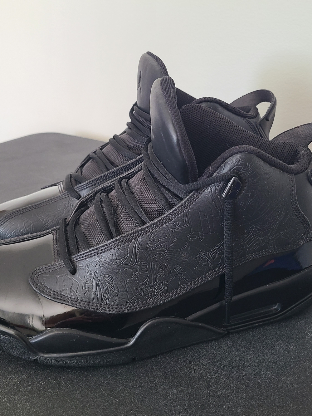 Nike Air Jordan DubZero Triple Black Patent Leather Men's Sneakers Size 11